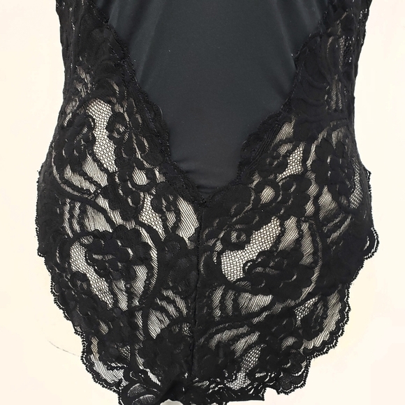 Vintage Delicates Teddie Black L USA Black with Lace Snaps Crotch VGUC - Picture 6 of 12